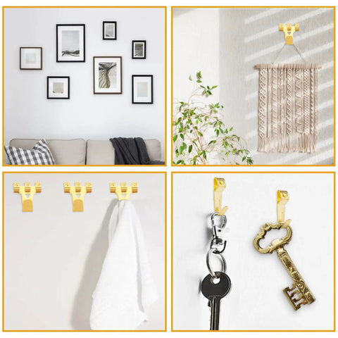 303 Piece Picture Hanging Kit With Heavy Duty Hooks Nails Sawtooth Wire D Rings And Level In A Categorized Organizer For Easy Frame Canvas Mounting And Wall Art Display Great For DIY Mounting And Easy Gallery Displays, showing varied uses including frame, textile, towel, and key hanging.
