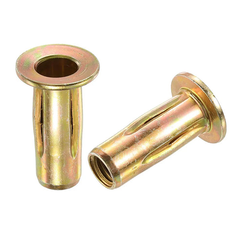Multi Grip Rivet Nuts 5/16-18 10 Pack Pre-Bulbed Shank Flat Head Threaded Insert Nuts Gold Zinc Plated Finish Carbon Steel