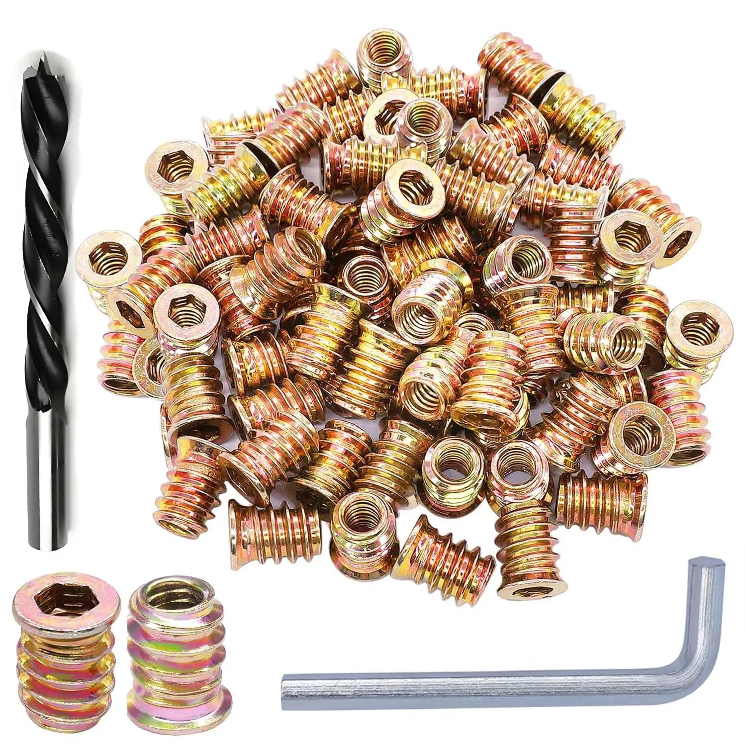 Top Notch Gold Zinc Plated Wood Threaded Inserts Set 1...