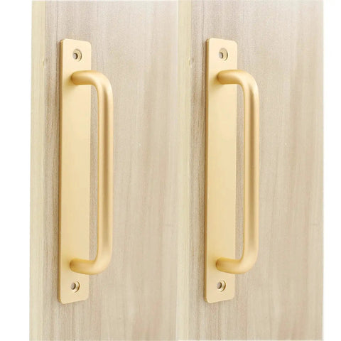 2 Pack Rustic Barn Door Handles In Golden Aluminum Alloy, 7 Inch Modern Sliding Door Pulls for Kitchen Cabinets and Shed