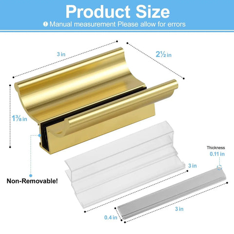 Frameless Shower Door Handle With Golden Finish Aluminum Alloy Construction Includes Metal Strike And Stainless Steel U Channel With Magnet