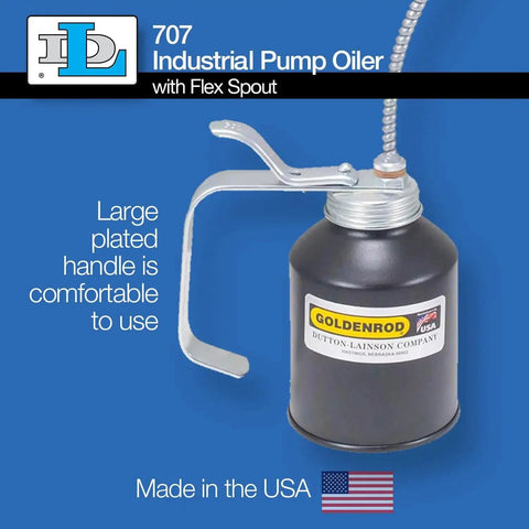 Industrial Pump Oiler With 8 Inch Flex Spout And 12 Ounce Capacity Heavy Duty Zinc Die Cast Pump Rust Resistant Steel Precision Oil Delivery For Garages Farms And Shops Goldenrod 707 with handle