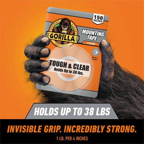 Tough As Nails And Clear Double Sided Mounting Tape Weatherproof For Indoor Or Outdoor Use, 1x150 inches, 38 lbs capacity