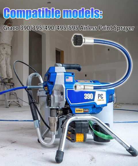 24W830 Airless Paint Sprayers Piston Pump Side Tube Fits For Graco 390 395 490 495 595 PC with 0.5 inches coupled hose in use