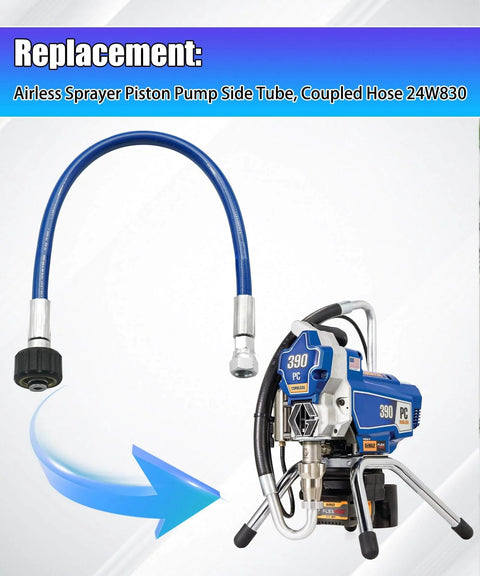 24W830 Airless Paint Sprayers Piston Pump Side Tube Fits For Graco 390 395 490 495 595 PC, with blue coupled hose