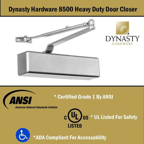Door Closer, Grade 1 Heavy Duty Commercial Hydraulic Closer, Self-Closing, Adjustable Spring Size 1-6, ADA Compliant