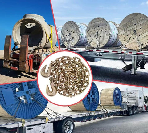 3/8 Inch x 6 FT Grade 70 Binder Chain with Clevis Grab Hooks - G70 Transport Tow Chain - 6,600 Lbs Working Load Limit