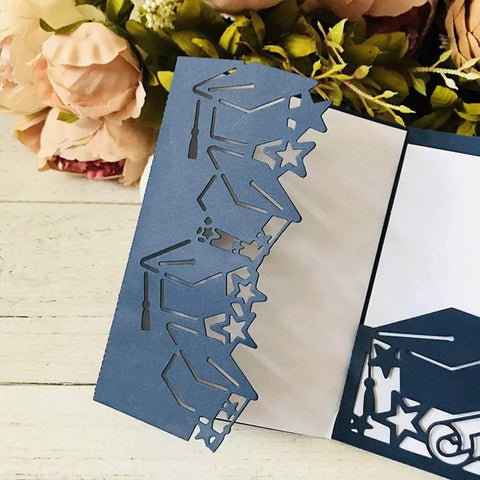 Versatile Die Cuts Kit For Scrapbooking And Card Making With Graduation Invitation Shapes Carbon Steel Metal Dies shown on paper