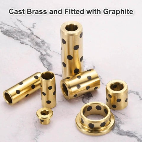 4 Pieces Sleeve Bearings 8mm Bore 15mm OD 24mm Height Wrapped Graphite Impregnated Cast Brass Oilless Bushings display