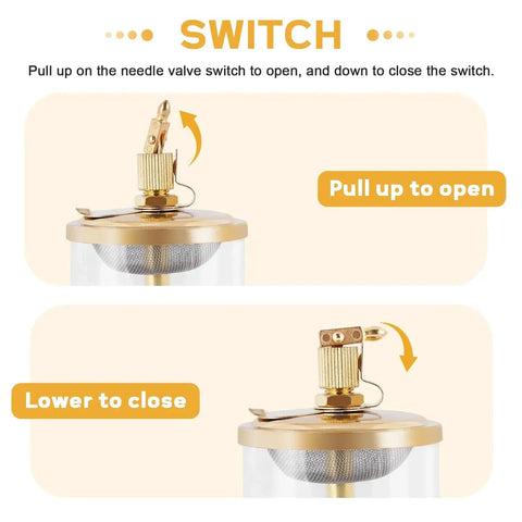Diagrams showing needle valve operation for precise drip control on One Quarter Inch Sight Gravity Drip Feed Oiler With Needle Valve And Oil Cup 100ml Capacity Threaded Connection The Go To Tool For Precise Lubrication In CNC Machines Hobby Projects And Pro Grade Workshop Setups.