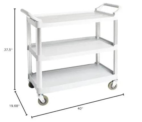 Heavy Duty 3 Tier Rolling Utility Cart For Busy Shops And Offices, 400 Pound Capacity, Portable Gray Mobile Shelving