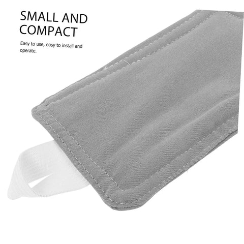 Experience quiet living with this 2-pack door silencer cushion set, gray, tool-free installation, close-up of one cushion
