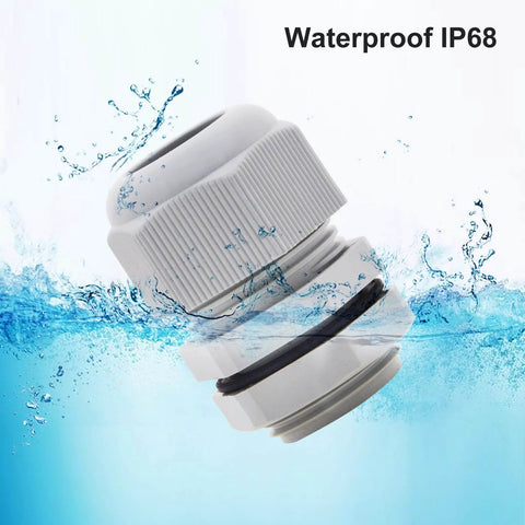 Waterproof NPT Cable Glands Three Quarter Inch Gray Nylon Adjustable Cable Gland With Strain Relief visible in water