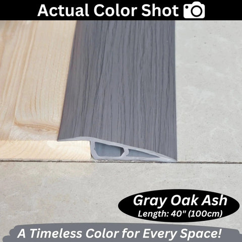 1/2" to 3/5" Height Threshold Ramp - Rubber Threshold in Gray Oak Ash, 40 inches, showing close-up of color and texture.