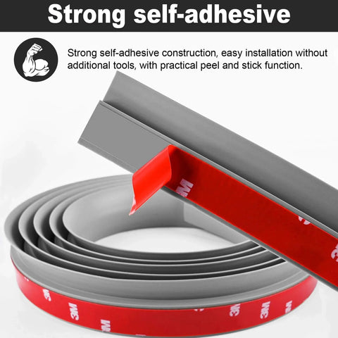 10Ft Carpet Floor Transition Strip with self-adhesive backing for easy installation, gray PVC material, roll-up view