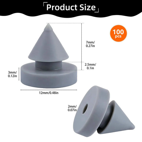 Diagram showing size of 100 Pack Rubber Door Silencers For Metal Doors Half Inch Diameter Anti Collision Silencer Hinge Outlet