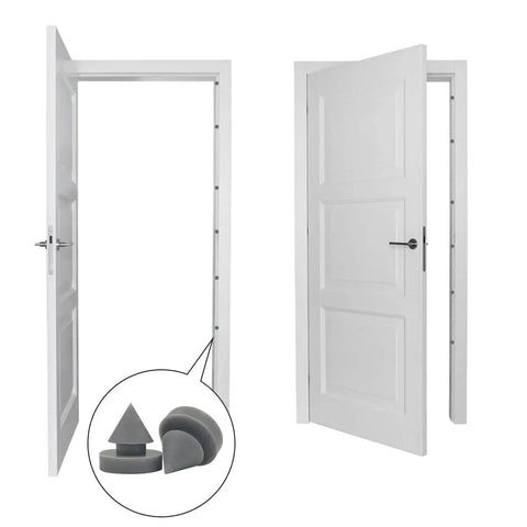 50 Pcs Rubber Door Silencers For Metal Door Frames Half Inch Diameter Anti Collision Silencers Prevent Door Slams Quiet Hinge Outlet Wear Resistant Non Slip Gray installed on metal door frame.