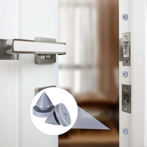 40 Pieces Rubber Door Silencers Set Anti Collision Door Mutes For Metal Doors And Frames Noise Reduction Slam Proof Heavy Duty Rubber Hinge Outlet Cushions Quiet Close Pads For Home Office And Commercial Doors installed on a door frame.
