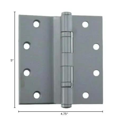 Ball Bearing Half Surface Door Hinge With Fixed Pin Five Inch Prime Coat Gray Steel Pack Of Three front view