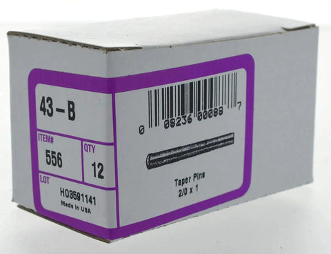 Box of 2/0 X 1 Inch Gray Taper Pin, 12-Pack, corrosion resistant, Hillman Taper Pin Series, barcode and labeling visible