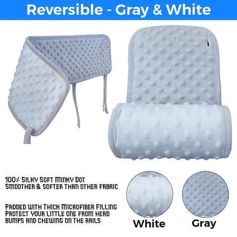 Reversible Gray And White Rail Cover Set With Soft Minky Dot Teething Guard One 51x7 And Two 27 By 7 Covers Edge Guard Bumper