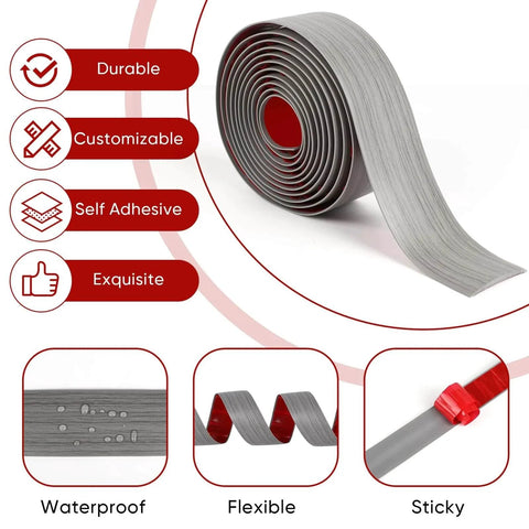 Floor Transition Strip for Doorways, 2'' x10Ft Self-Adhesive Laminate Floor Strip, Carpet Threshold - Gray Wood Grain, flexible PVC roll