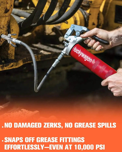 Upgraded 6 Jaw Lock On Grease Gun Coupler With Non Slip Double Handle No Wobble Quick Release And High Pressure Seal Up To 10000 PSI for leak-free lubrication on machinery
