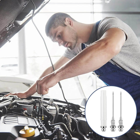Mechanic using Three Pack 18G Grease Gun Needles For Easy Lubrication Of Machines And Bicycle Chains Carbon Steel Tips in car engine