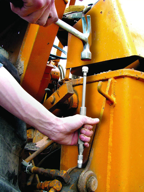 Grease Joint Rejuvenator Master Kit Large With Pro Model 7862 and Pocket Model 7864 shown in use on heavy equipment machinery