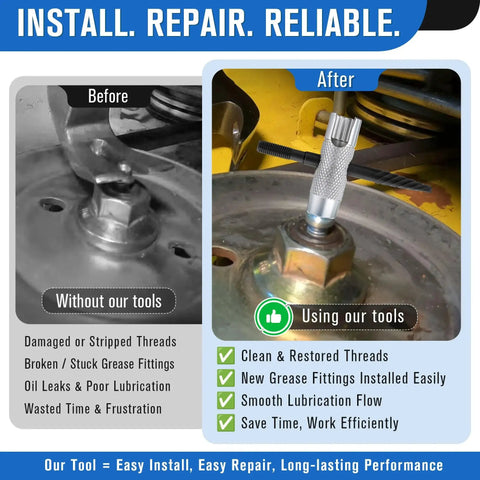 Grease Fitting Extractor grease zerk fitting tool set – Install & Remove Ea...