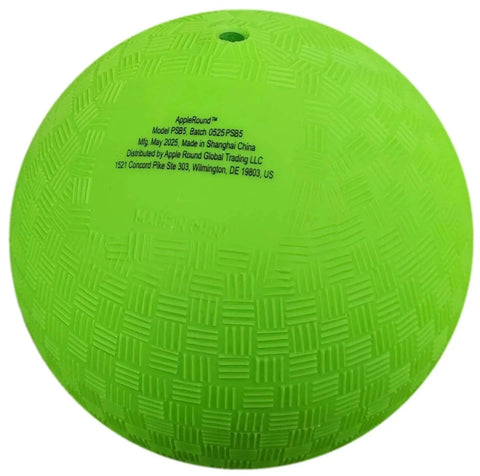 Green 8.5-inch dodgeball playground ball from pack of 4 with 1 pump, official size for dodgeball, handball, camps, and schools.