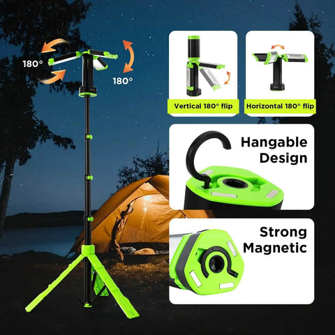 2700 Lumen Camping Emergency Light With 12000mAh Built In Power Bank, Telescopic Tripod Stand, IP65 Waterproof Cordless Work Light