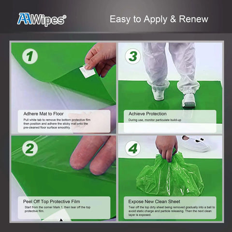 Sticky Mat Adhesive Pads For Cleanrooms 24 By 36 Inches 5 Pack With 30 Sheets Per Pack Total 150 Sheets Green Cleanroom Floor Mats for Shoes Dirt Removal in Labs Hospitals and Construction