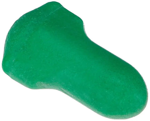 Green earplug close-up, Low Pressure Disposable Foam Earplugs For Smaller Ears, 200 Pairs Green, hygienic smooth closed cell foam skin
