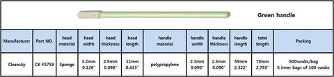 Cleanroom Foam Swabs 2.75 Inch With Flexible Head Paddle And Compact Handle 500 Pack product specifications chart
