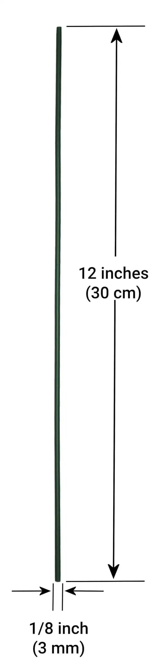 Green HDPE Plastic Welding Rod One Eighth Inch Diameter Thirty Feet For Canoes Kayaks Dirt Bike Fenders Gas Tanks Agricultural Water Tanks And Radiator Overflow Tanks Works With Airless Hot Air And Nitrogen Welders Polyvance Compatible Mini Weld shown in full view with measurements.