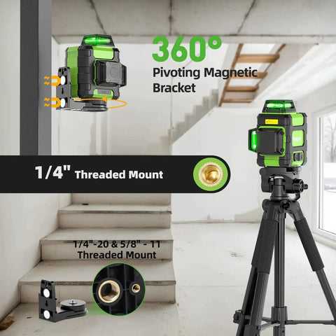 360 Degree Self Leveling Green Laser Level With Triple 360 Degree Cross Lines for precise room layouts and picture hanging