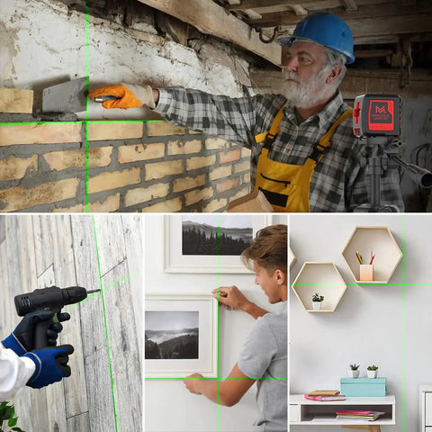 Cross Line Laser Level With Tripod Kit For 100 Ft Range Green Laser Self Leveling And Pulse Mode IP54 Waterproof in use for construction and home installations