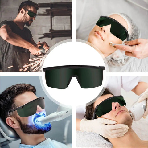 Green Laser Safety Glasses 200nm-2000nm For IPL Hair Removal Eye Protection in use during dental, beauty, and industrial procedures.