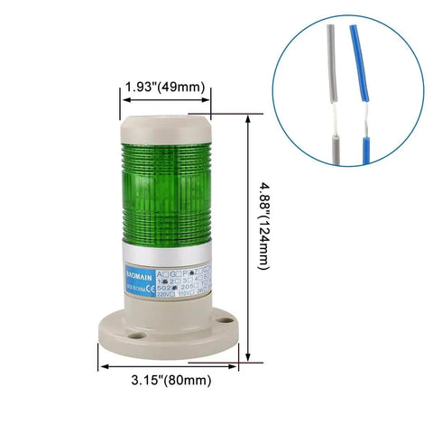 Bright Green LED Industrial Heavy Duty Signal Light Tower 110V AC Continuous Warning Light LTP-502T Direct Mounting