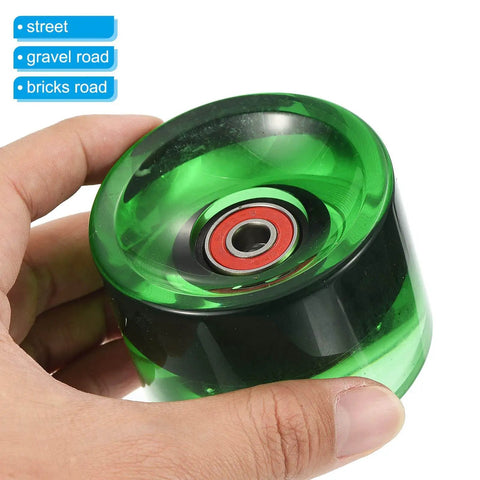 Hand holding 70mm 78A Longboard Wheels With Red ABEC 9 Bearings 4 Pack Street Cruiser Wheels For Skateboards PU Wheel Set