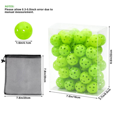 50 Pack Plastic Golf Balls Practice Limited Flight Golf Training Ball Hollow Swing Practice Indoor Balls with Mesh Drawstring Bag for Backyard Driving Range or Outdoor (Green)