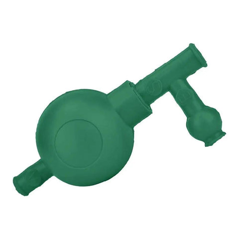 Green three valve suction bulb pipette filler for efficient liquid transfer in laboratories durable rubber construction