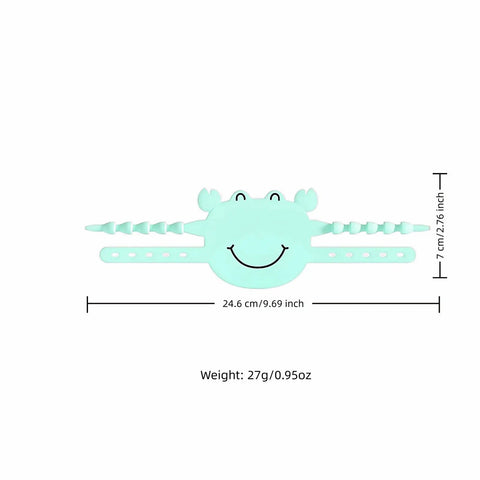 Adjustable Silicone Door Silencer Sleeve Buffer With 5-Position Design, Flexible Latch Cover shown flat, green crab shape