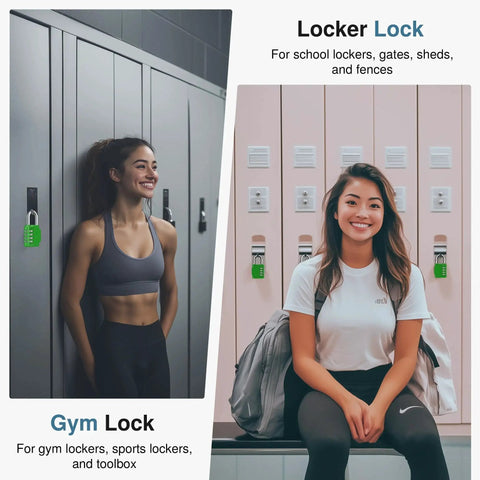 4 Digit Resettable Waterproof Padlock For Outdoor Use With Ten Thousand Possible Combinations on gym and school lockers, green color