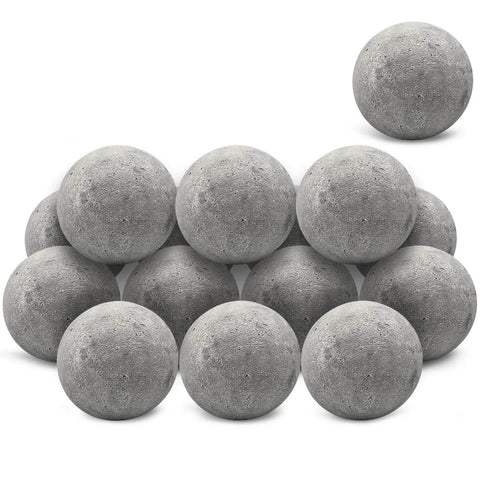 3 Inch Ceramic Fire Balls 15-Pack Round Fire Stones, grey, for indoor and outdoor fire pits, fire bowls, and fireplaces.