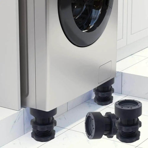 Leveling Feet For Appliances Adjustable Leveling Legs For Washing Machines Refrigerators Dryers And Furniture Four Sets Grey Rubber Pads installed on washing machine