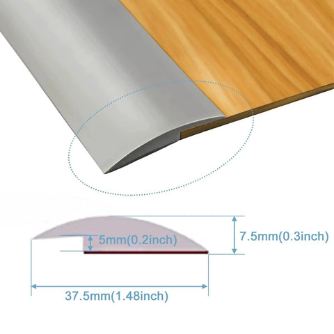 Floor Rubber Transition Strip Self Adhesive Carpet to Tile Transition Strip Edging Trim Strip installed over threshold, grey color.