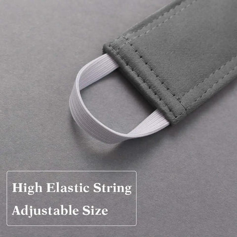 Close-up of Baby Door Latch Cover Silencer For Nurseries, Thick Cushion And Soft Three Layer Fabric With Elastic Straps, Grey 3 Pack