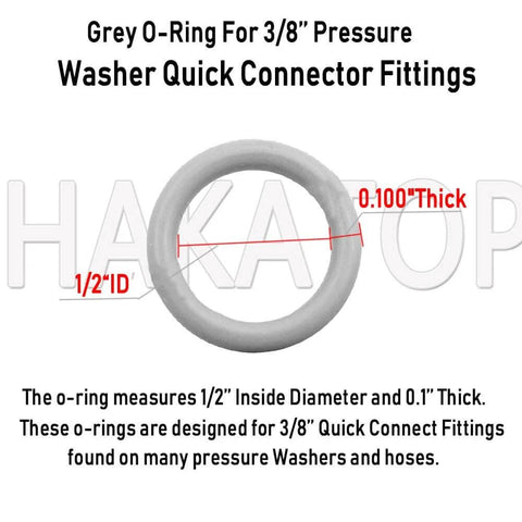 Grey O-ring for 3/8-inch pressure washer quick connect fittings, 0.1-inch thick, part of the Pressure Washer O Ring Seal Kit 100 Pack.